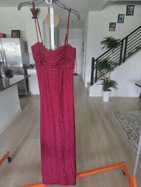 Jump Apparel Burgundy Glitter Ruched Maxi Dress Size 13 Prom Formal Evening NWT